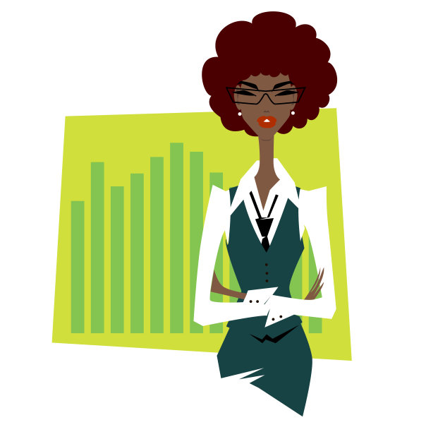 非裔美国女商人指出商业趋势。图片下载