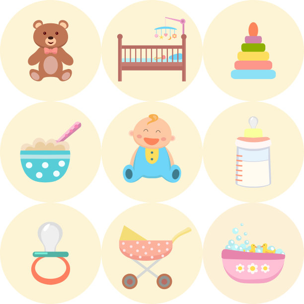 婴儿的图标集。图片下载