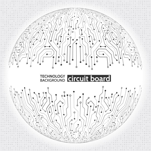 摘要数字球电路板上的灰色背景。图片下载