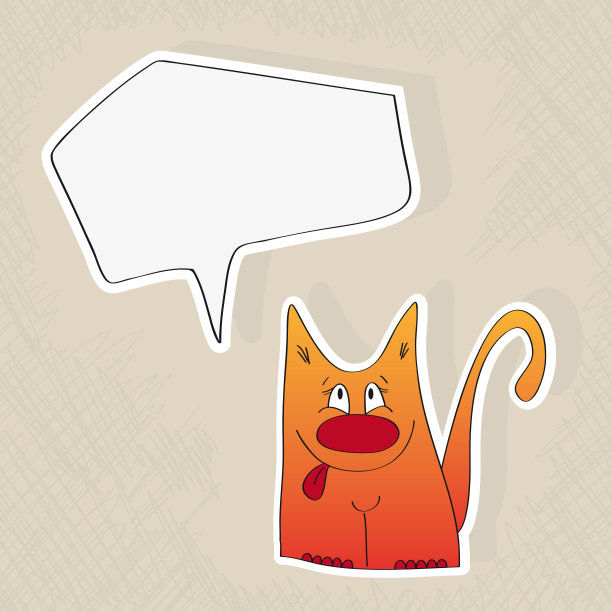 有趣的姜猫与语音泡泡-卡通插图图片下载