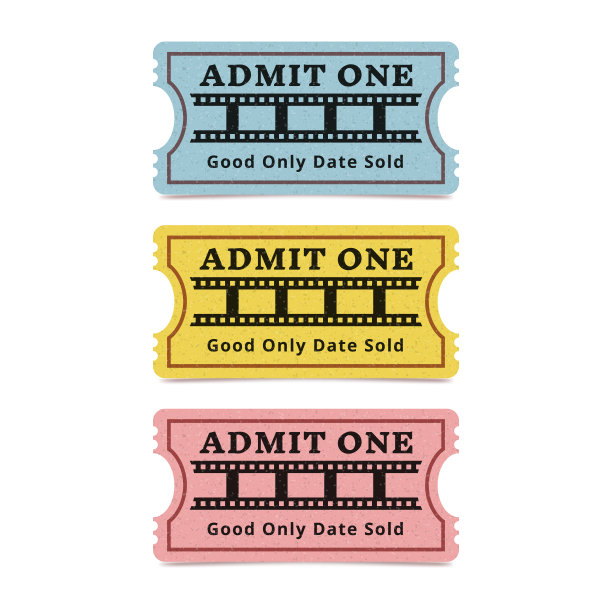 电影票孤立在白色背景上。图片下载
