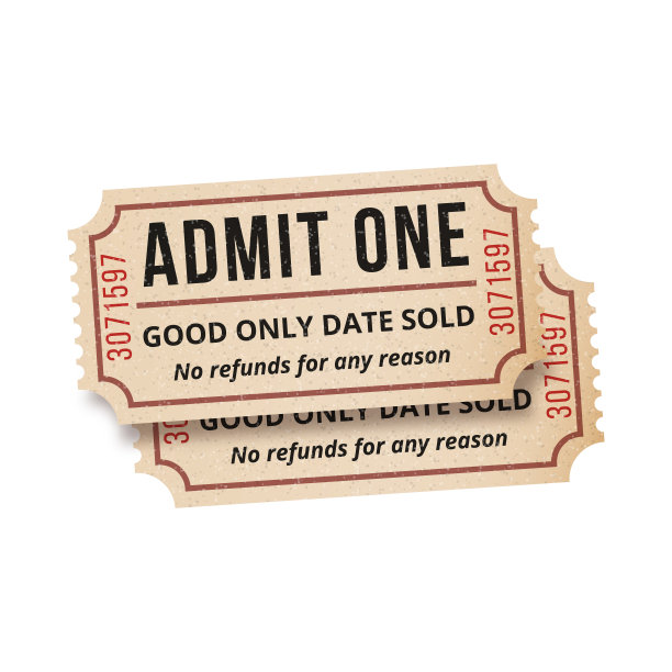 两张白色背景的老式电影票。矢量图图片下载