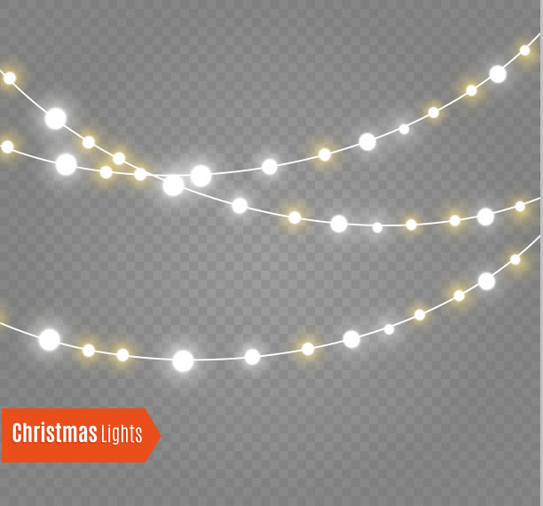 圣诞灯孤立在透明的背景。圣诞节的花环。矢量图图片下载