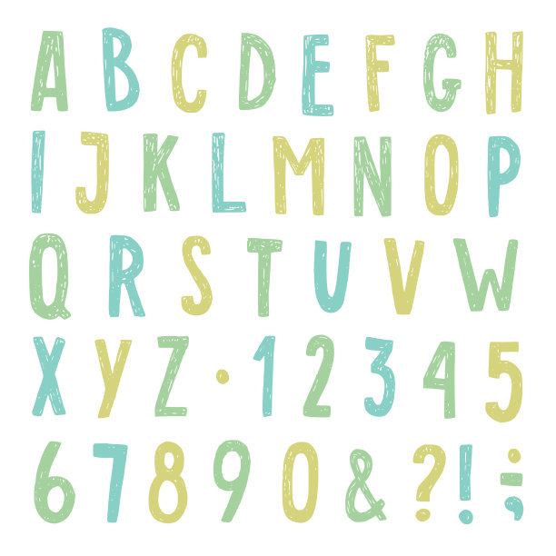 漂亮的手绘字母。矢量图图片下载