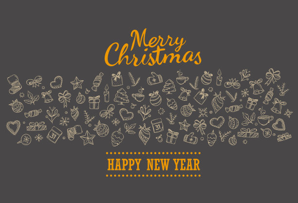 用玻璃板写的寒假贺卡。圣诞快乐，新年快乐矢量卡图片下载