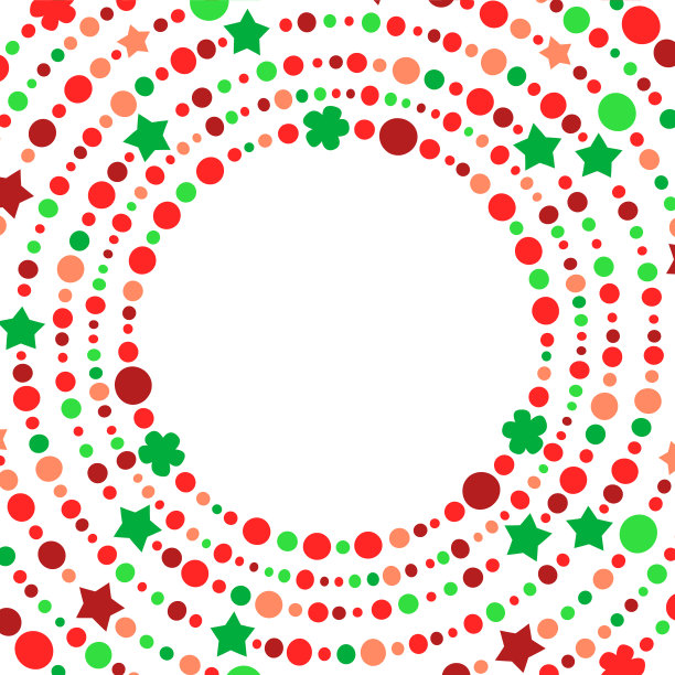 红绿圣诞串珠串圆花环，矢量模板图片下载