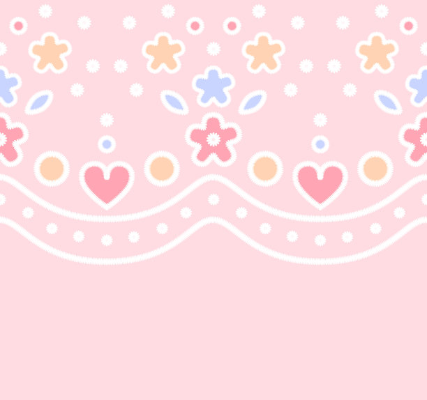 粉彩花边花边无缝边界，矢量图片下载