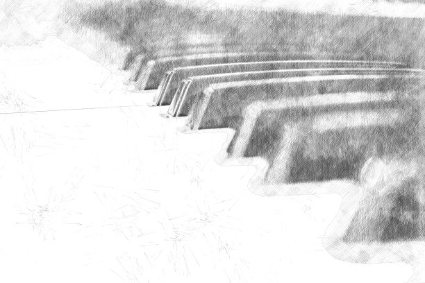 键盘的钢琴前景，水彩画的背景和数字插图笔刷艺术。图片下载