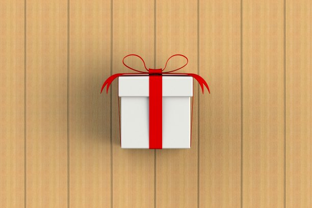 圣诞节和元旦，红白色礼盒孤立在木板上，3D渲染图片下载