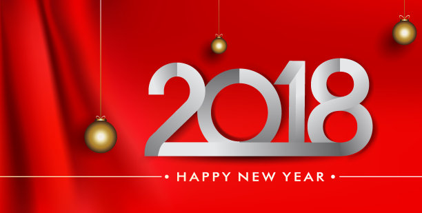 2018年现代和丰富多彩的类型，2018年快乐标志与抽象背景，矢量插图图片下载