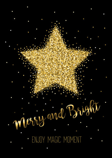 金色闪亮的大星星，带着快乐和明亮的信息图片下载