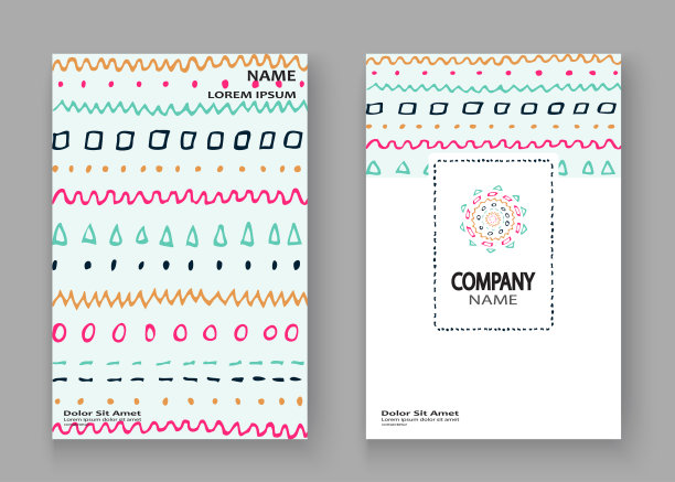 抽象图案与色彩手绘笔画艺术封面框架设计。最小的绘图线白色背景。新潮的民族模板向量封面报告目录小册子传单海报横幅图片下载