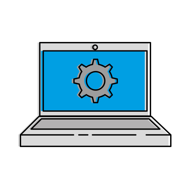 带齿轮的笔记本电脑图片下载