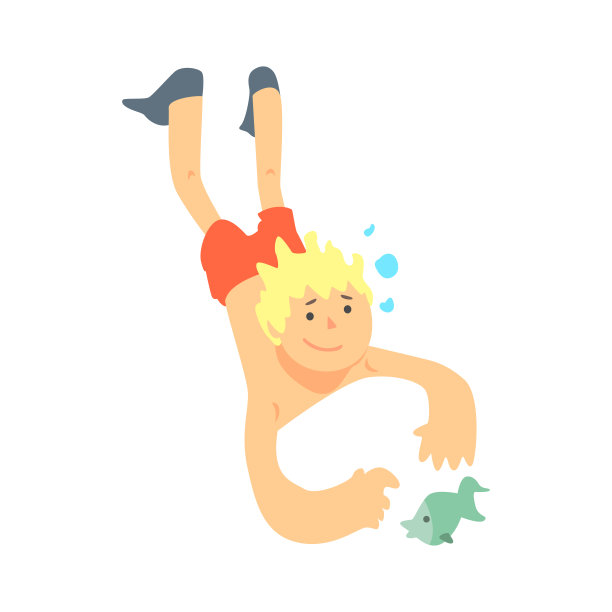 可爱的金发男孩和浅水鱼在水下游泳图片下载