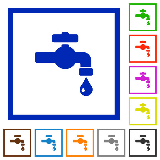 水龙头与水滴平框图标图片下载