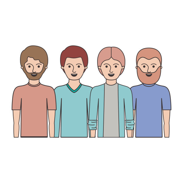 男人们穿着休闲的衣服，留着短发，有些人留着五颜六色的胡子图片下载