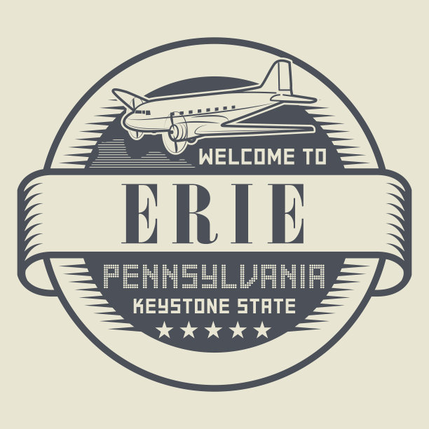 印有文字的邮票欢迎来到宾夕法尼亚州伊利市图片下载