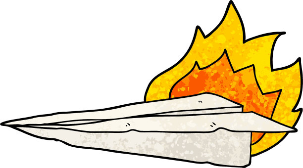 卡通燃烧纸飞机图片下载