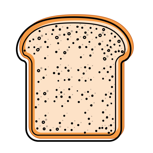 面包片在水彩剪影在白色的背景图片下载