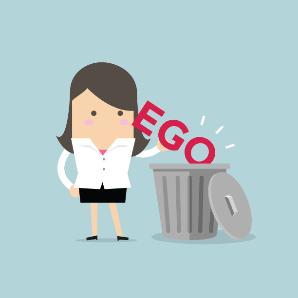 女商人把他的自负扔进垃圾桶。图片下载