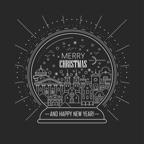 矢量圣诞细线插图。图片下载