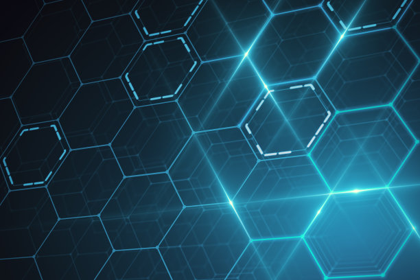 蓝色的六角结构图片下载