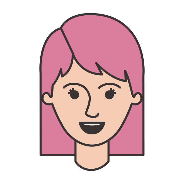 女性的脸与中长发在多彩的剪影图片下载