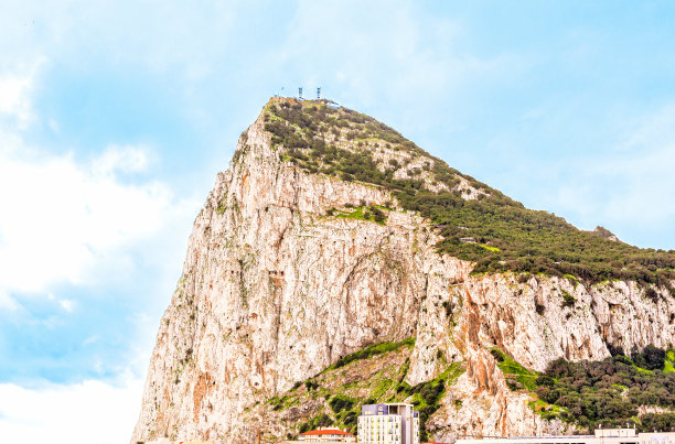 蓝天背景上的直布罗陀岩石图片下载