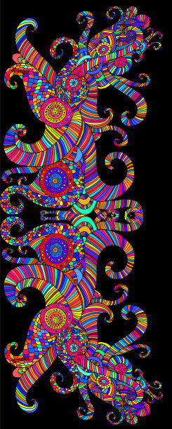 美丽的彩色装饰装饰在黑色的背景上，图片下载