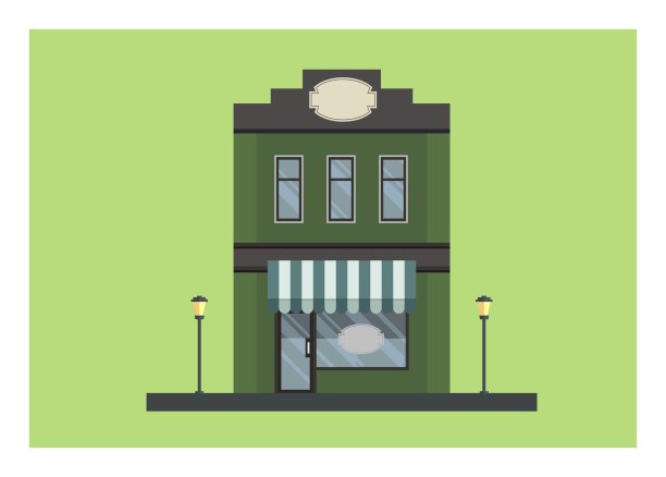 城市老店铺建筑用简单的空白标识说明图片下载