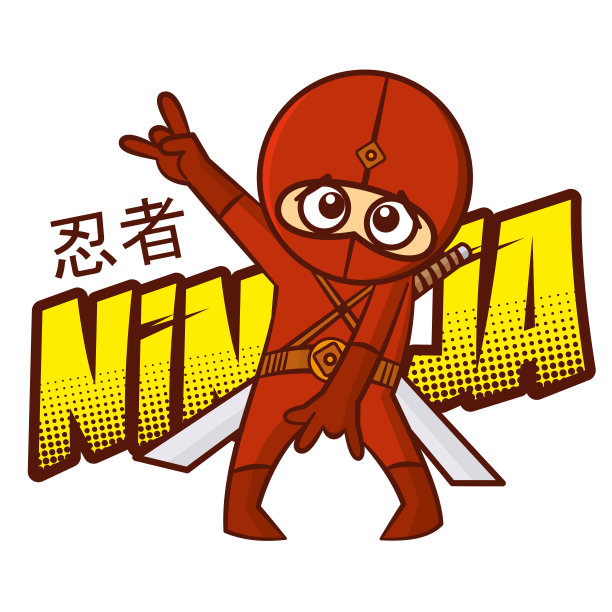 日本卡通超级英雄。日本文字忍者图片下载