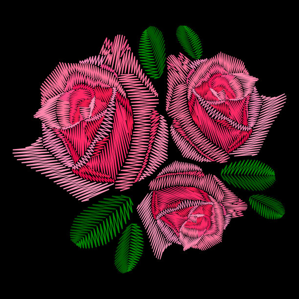 装饰刺绣玫瑰。图片下载