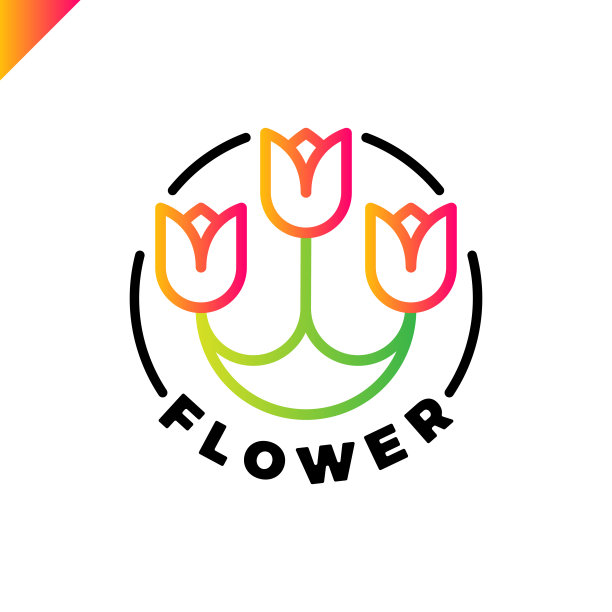 标志三花在线条风格的圆圈。郁金香温泉图标。化妆品酒店花园美容院标志型概念。图片下载