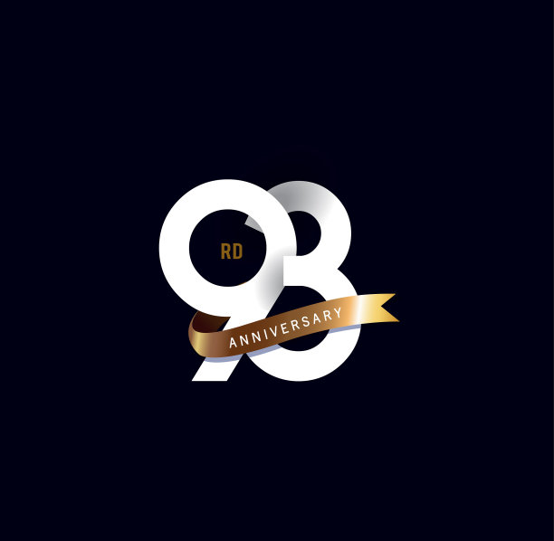 93周年纪念标志与金丝带。模板设计网页，游戏，创意海报，小册子，传单，传单，杂志，邀请卡图片下载