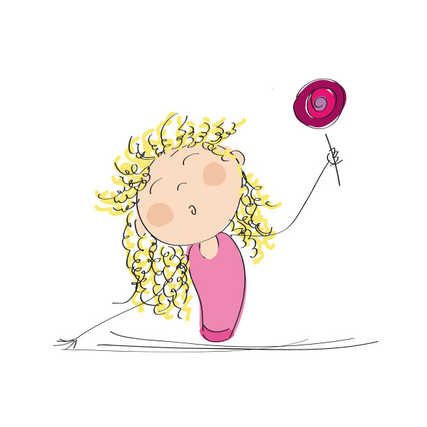 快乐女孩与棒棒糖-原创手绘插图图片下载