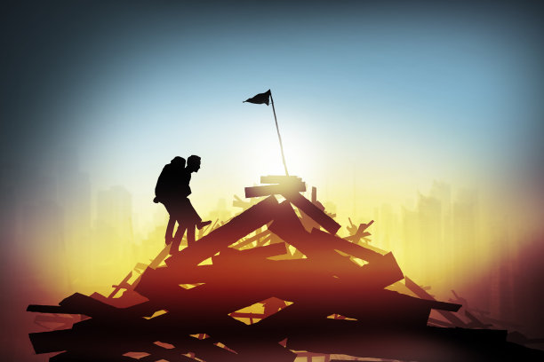 一个人帮助他的朋友有目标，成功的概念图片下载