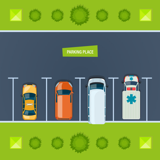 城市停车场概念。城市街道上的停车场图片下载