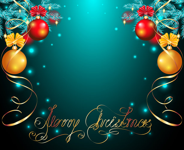 圣诞贺卡，云杉上的球图片下载