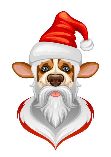穿着圣诞老人服装的滑稽狗狗图片下载