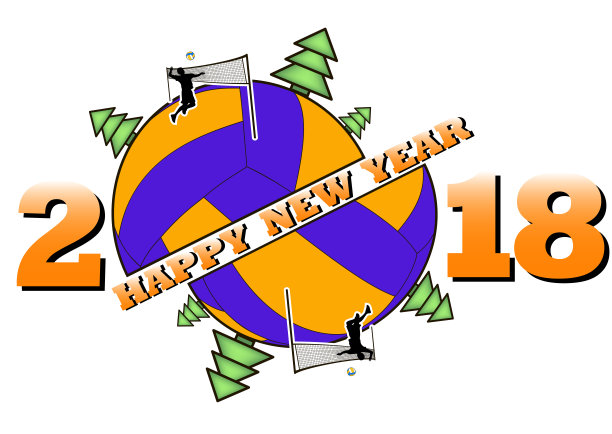 2018年新年快乐，排球图片下载