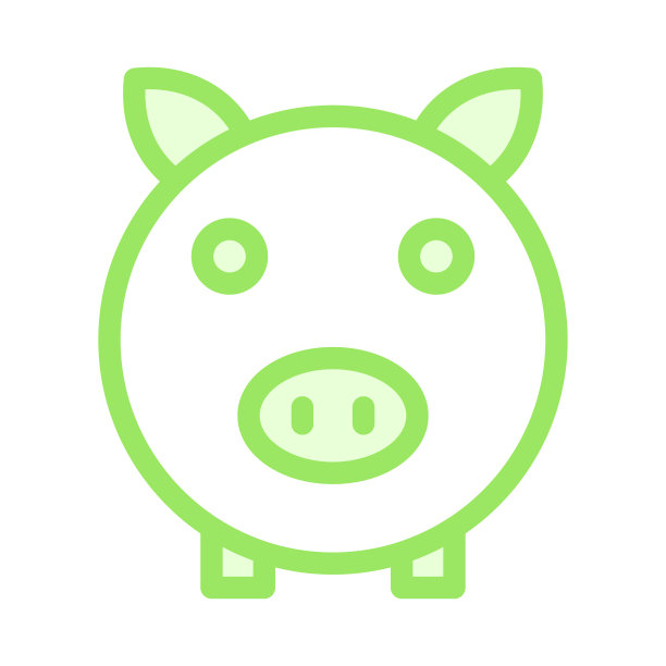 小猪储蓄罐颜色线向量图标图片下载