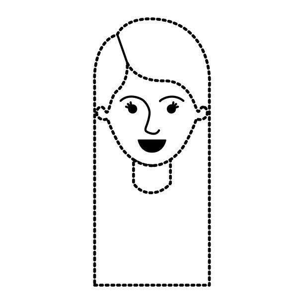 女性长直发在黑色的斑点剪影图片下载