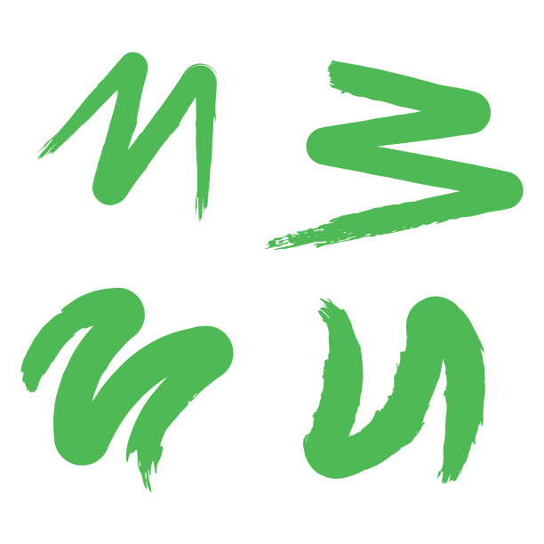 一套手绘笔触。绿色水彩画笔标签和图标。向量树脂图片下载