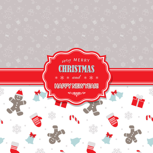 圣诞和新年贺卡模板。图片下载