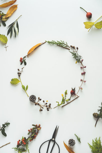 冬天花花环素材图片