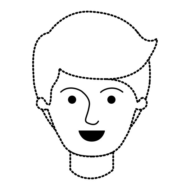 男性脸与侧分发型在黑色点轮廓图片下载