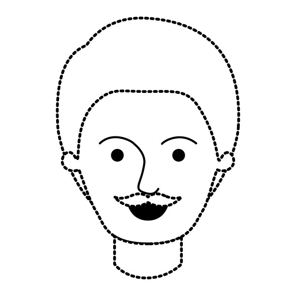 男性脸与短头发和胡子在黑色点轮廓图片下载