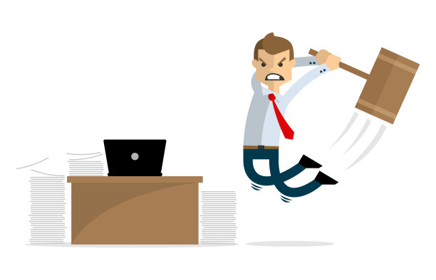 一个商人愤怒地摧毁了他的笔记本电脑和桌子图片下载