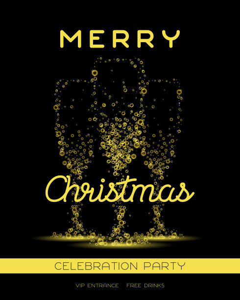 香槟酒杯形状由金色气泡组成图片下载