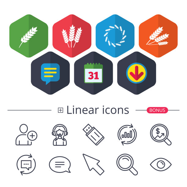 农业的图标。无谷蛋白符号。图片下载